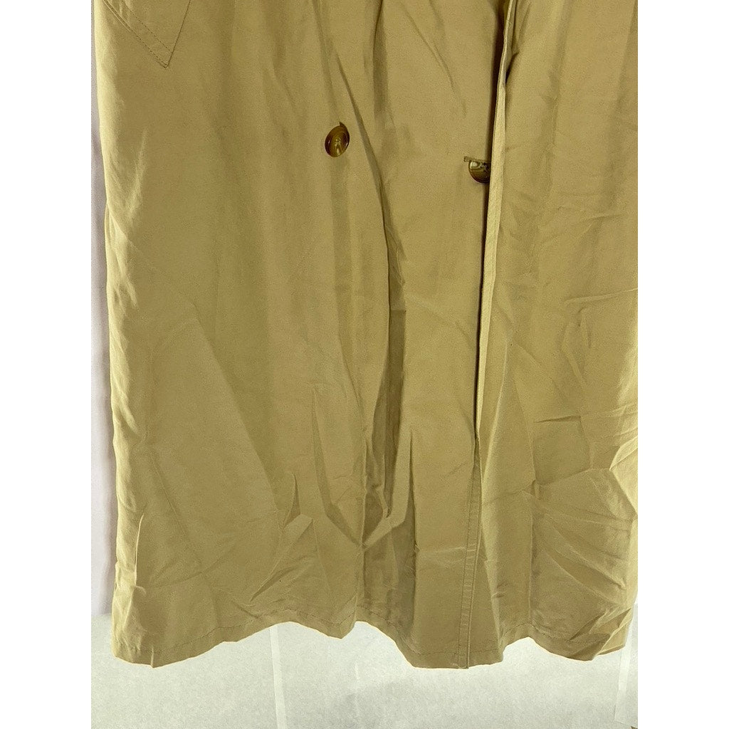 NEW FAST Women's Tan Button-Front Belted Sleeveless Trench Coat SZ 12
