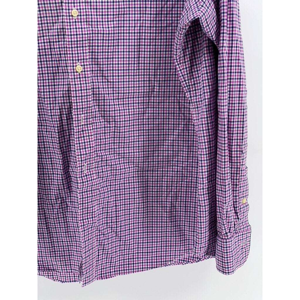 POLO RALPH LAUREN Men's Pink-Navy Gingham Button-Up Long Sleeve Shirt SZ 2XL