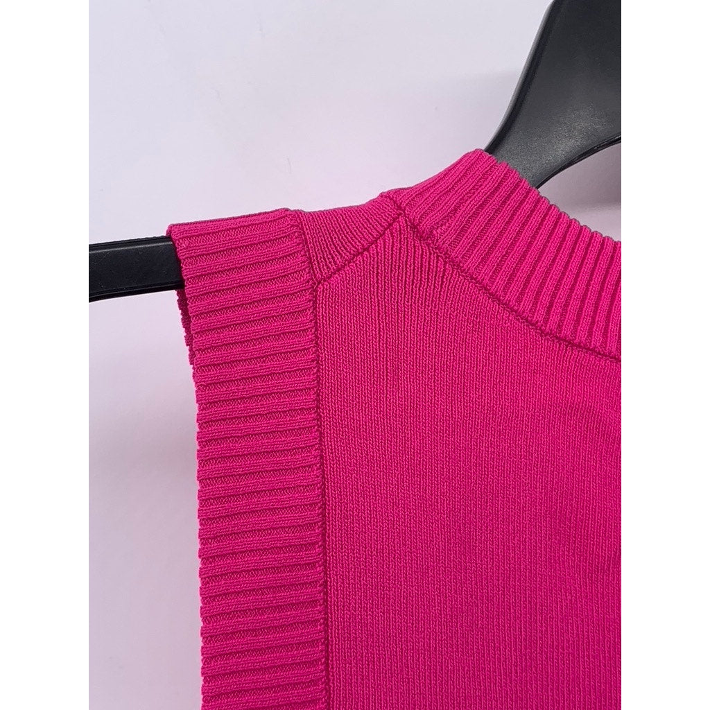 CABLE & GUAGE Women's Petite Fuchsia Pink Ribbed Crewneck Tank Top SZ PM