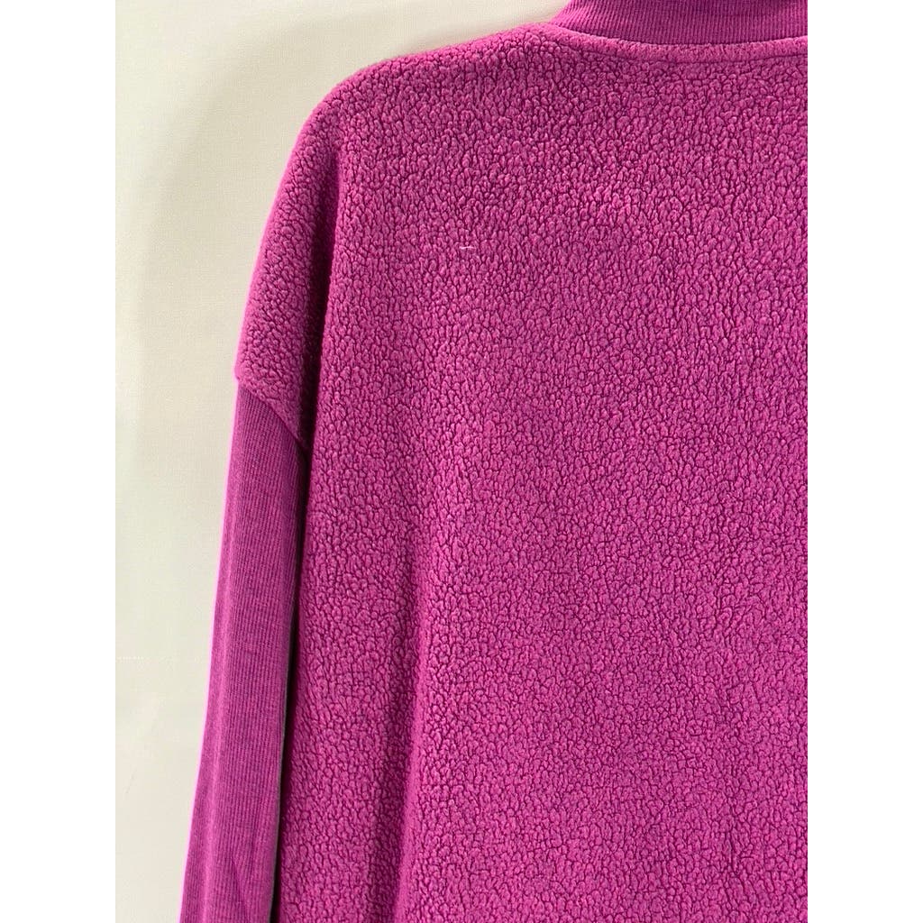 SOFT SURROUNDINGS Women's Fuchsia Adalyn Sherpa Fleece Half-Zip Sweatshirt SZ S