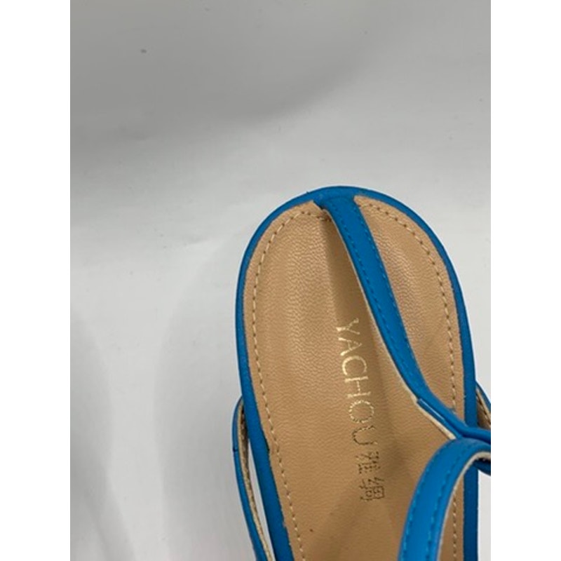 YACHOU Women's Blue Thong Strappy Heeleda Sandals SZ 37