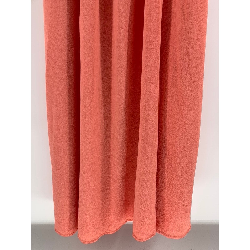 VICI Women's Peach Ruffle Belted Maxi Dress SZ M