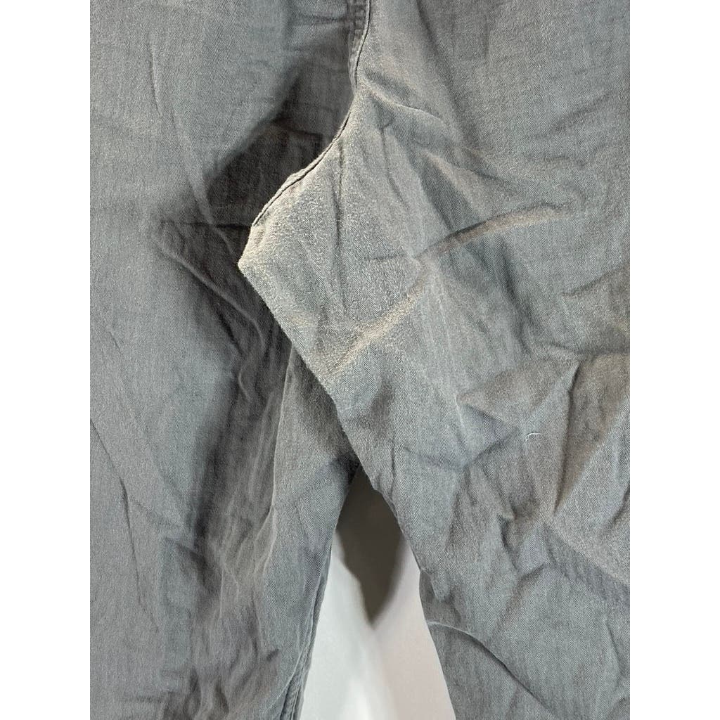 POINT SUR Women's Gray Cotton Twill Elastic Drawstring Pull-On Pants SZ 16