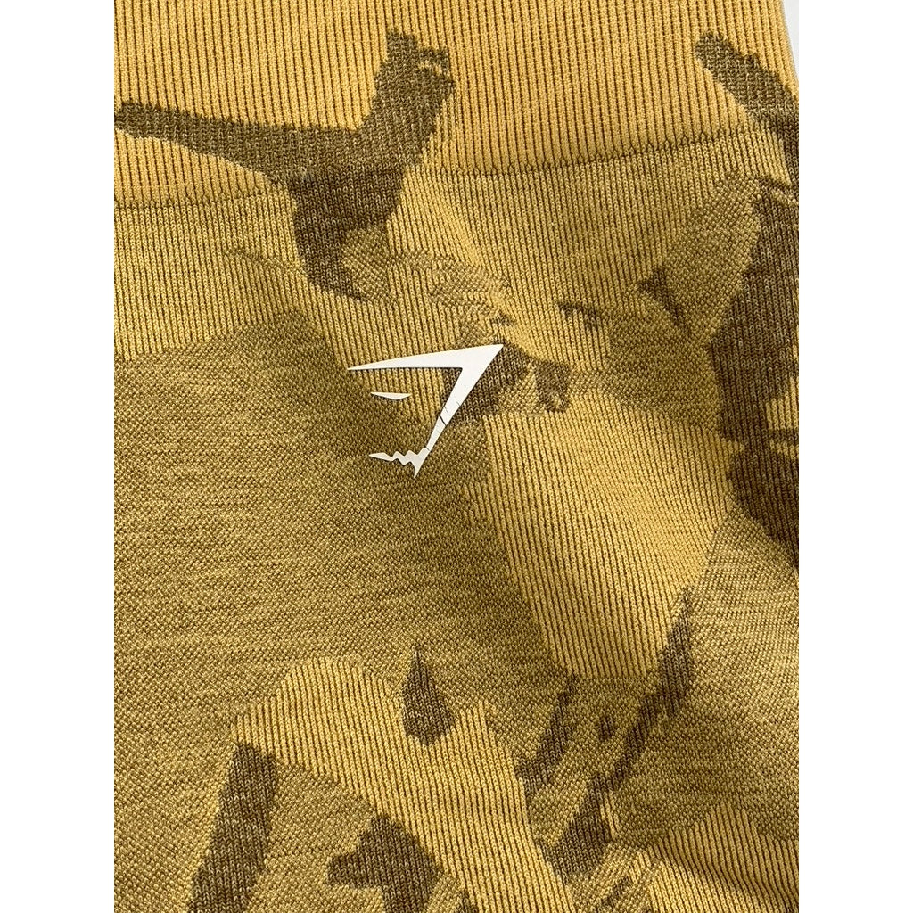 GYMSHARK Women's Mustard Yellow Printed Bike Shorts SZ XS
