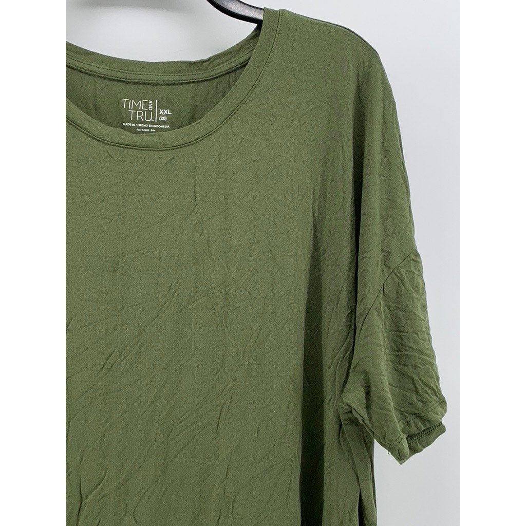 TIME & TRU Women's Olive Green Crewneck Casual Top SZ 2XL