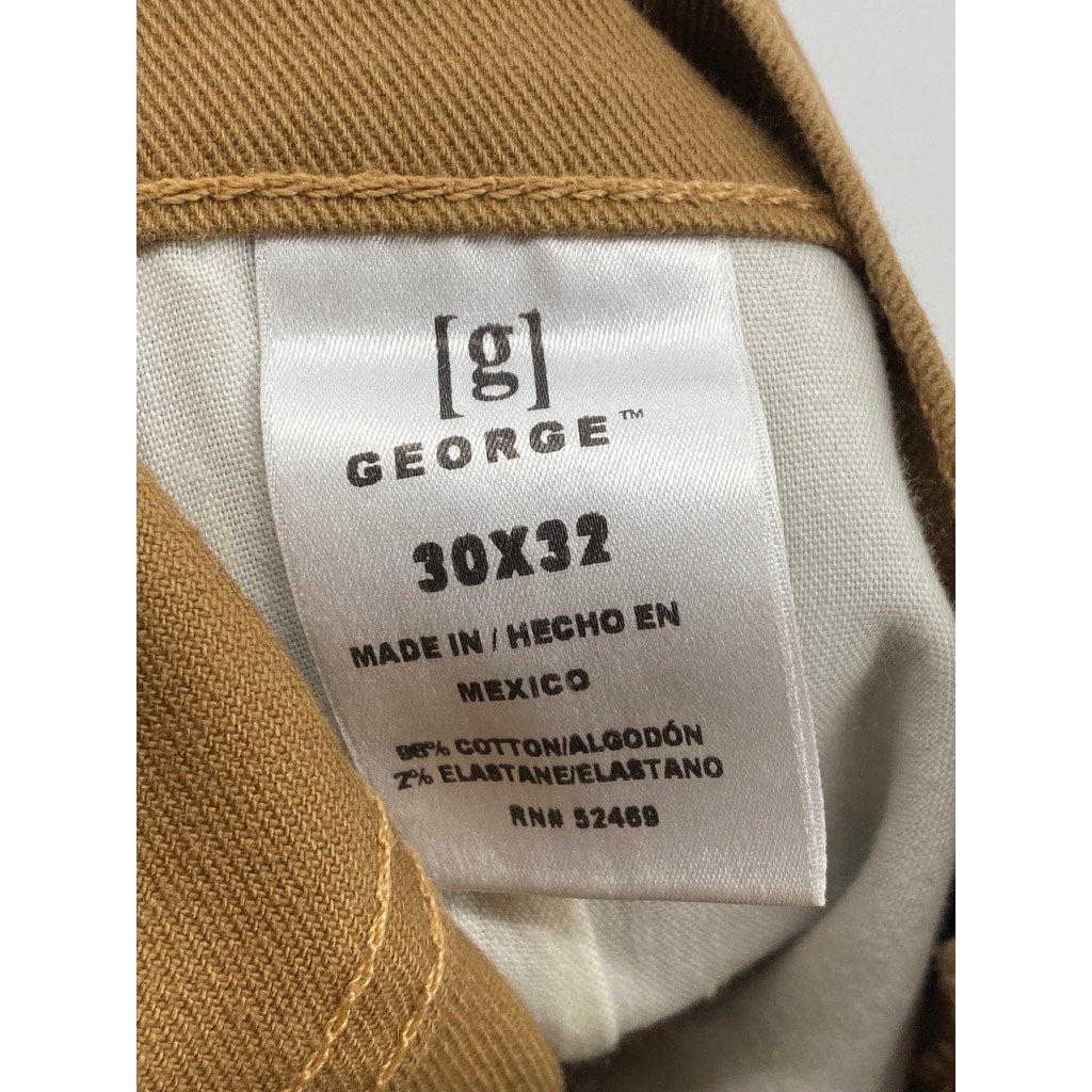 GEORGE Men's Tan-Multi Patchwork Hem Straight-Leg Athletic-Fit Pants SZ 30X32