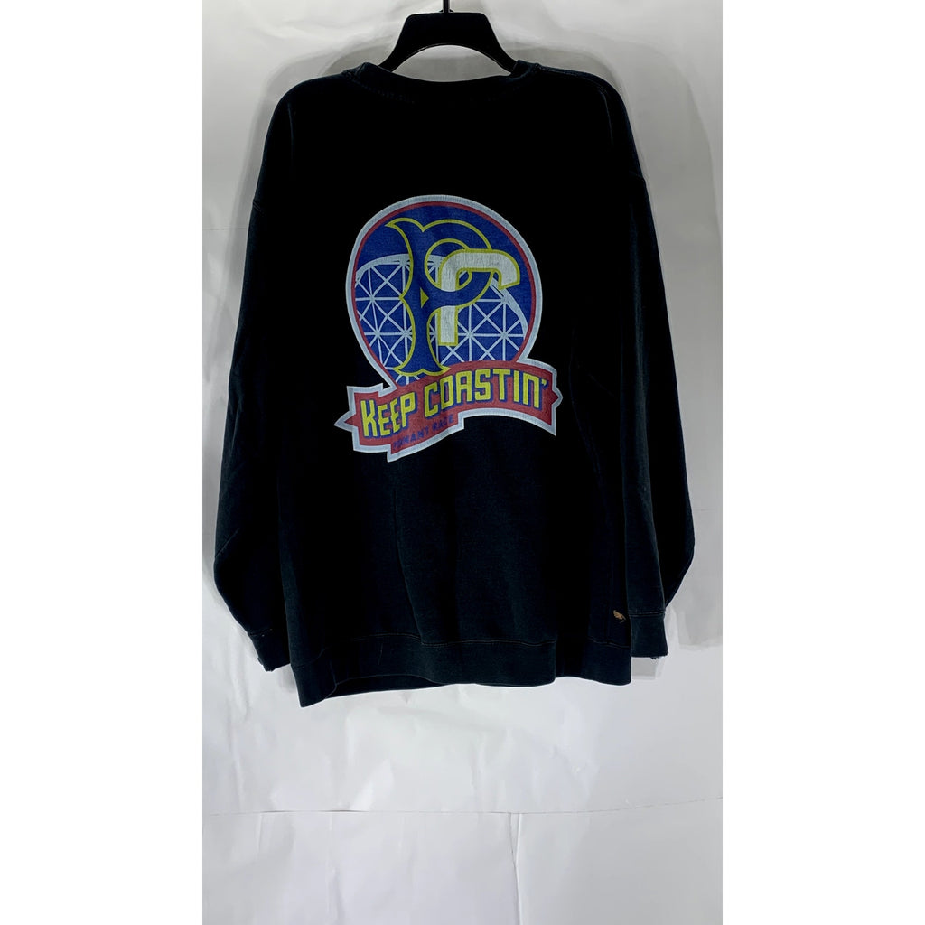 PENNANT RACEGEAR Men's Vintage Black Graphic Crewneck Long Sleeve Sweatshirt SZL