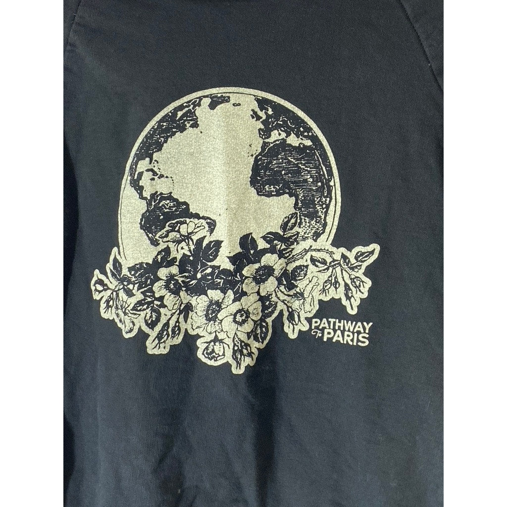 ORGANIC ROYAL APPAREL Men’s Black Pathway To Paris Graphic Crewneck T-Shirt SZ S