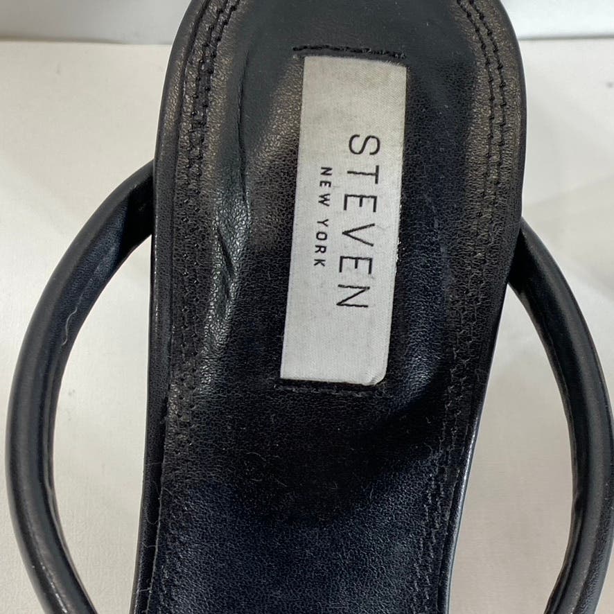 STEVEN NEW YORK Women's Black Jazmin Square-Toe Block-Heel Slip-On Sandals SZ 9