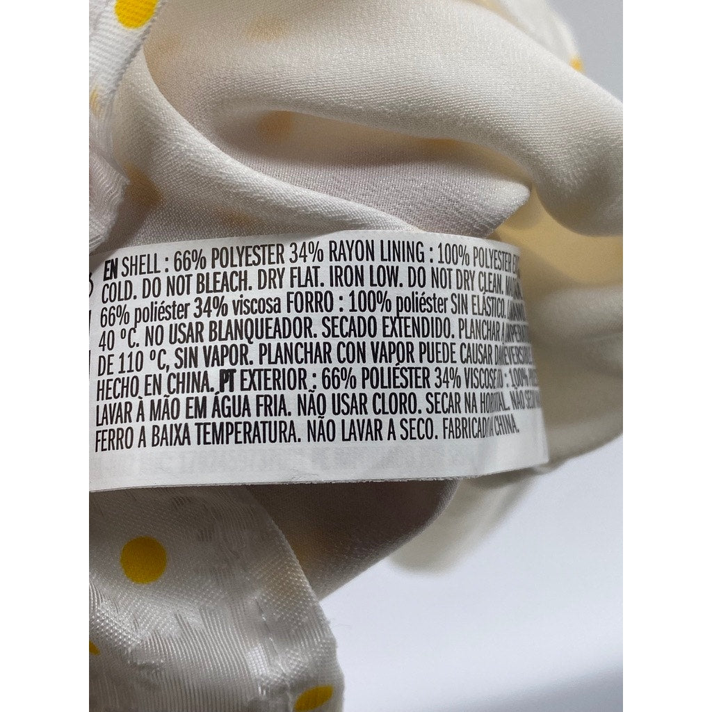 FOREVER 21 Women's White-Yellow Daisy Print Short Puff Sleeve Mini Dress SZ S