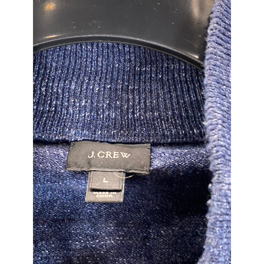 J.CREW Men's Navy Funnel Collar Cotton Zip-Up Sweater SZ L