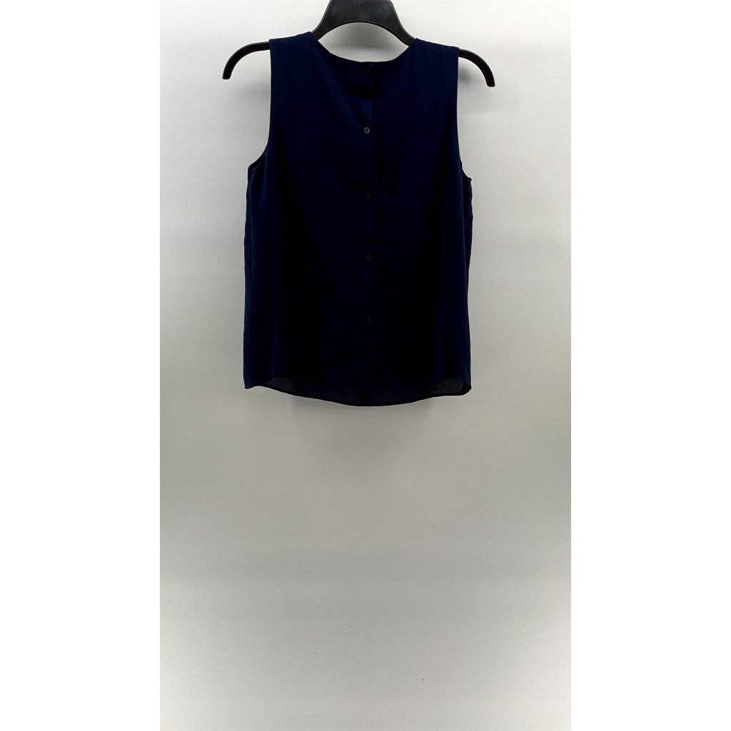 BANANA REPUBLIC Women's Maritime Blue Crewneck Sleeveless Button-Back Top SZ XS
