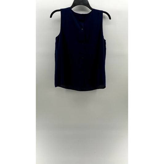 BANANA REPUBLIC Women's Maritime Blue Crewneck Sleeveless Button-Back Top SZ XS