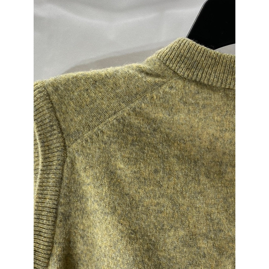 GERARD FORTIER Men’s Olive Green Wool-Blend V-Neck Button-Up Sweater Vest SZ2(S)