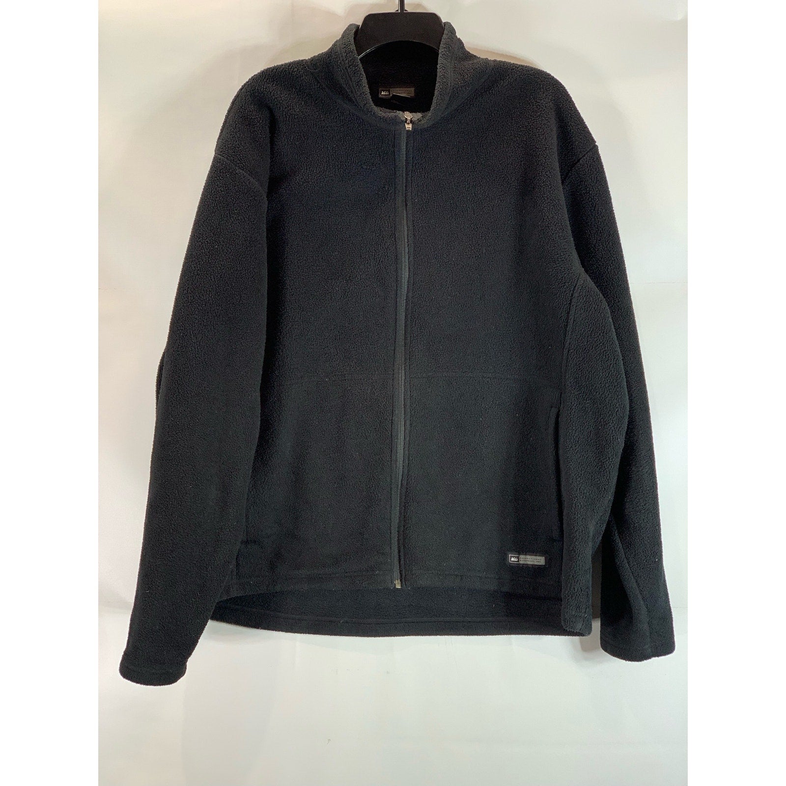 REI Men's Black Solid Fleece Stand Collar Zip-Up Jacket SZ 2XL