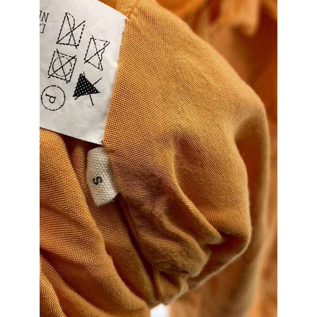 CAPULET Women’s Orange Pansy Asymmetrical Hem Wrap Long Sleeve Dress SZ S