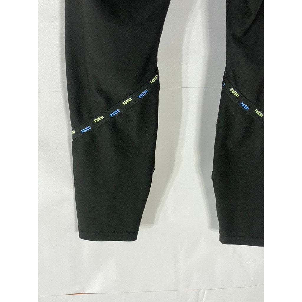 PUMA Women's Black Solid Sculpt Tight Logo High-Waist Leggings SZ M