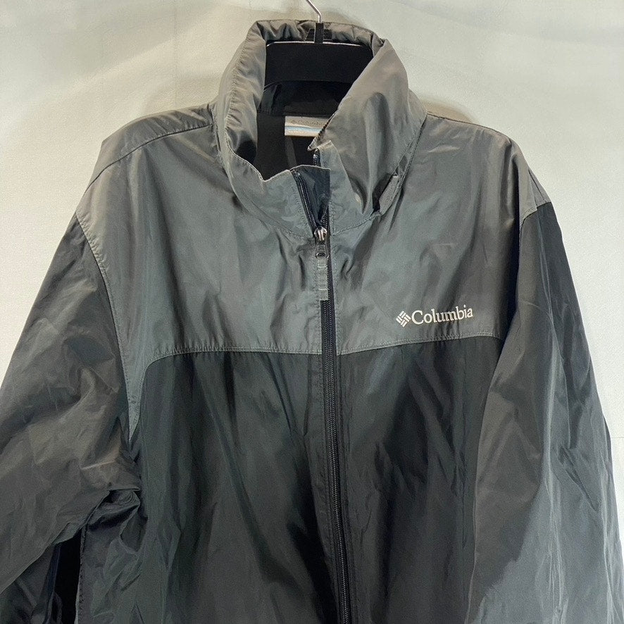 COLUMBIA Men's Black/Grey Glennaker Lake Full-Zip Vintage Rain Jacket SZ M
