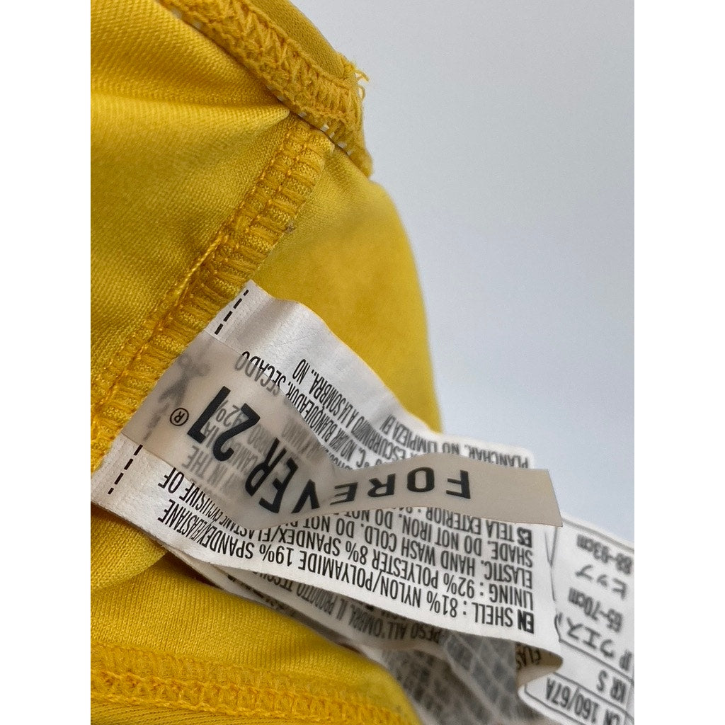 FOREVER 21 Women's Mustard Yellow Strappy Medium Coverage Bikini Bottom SZ S