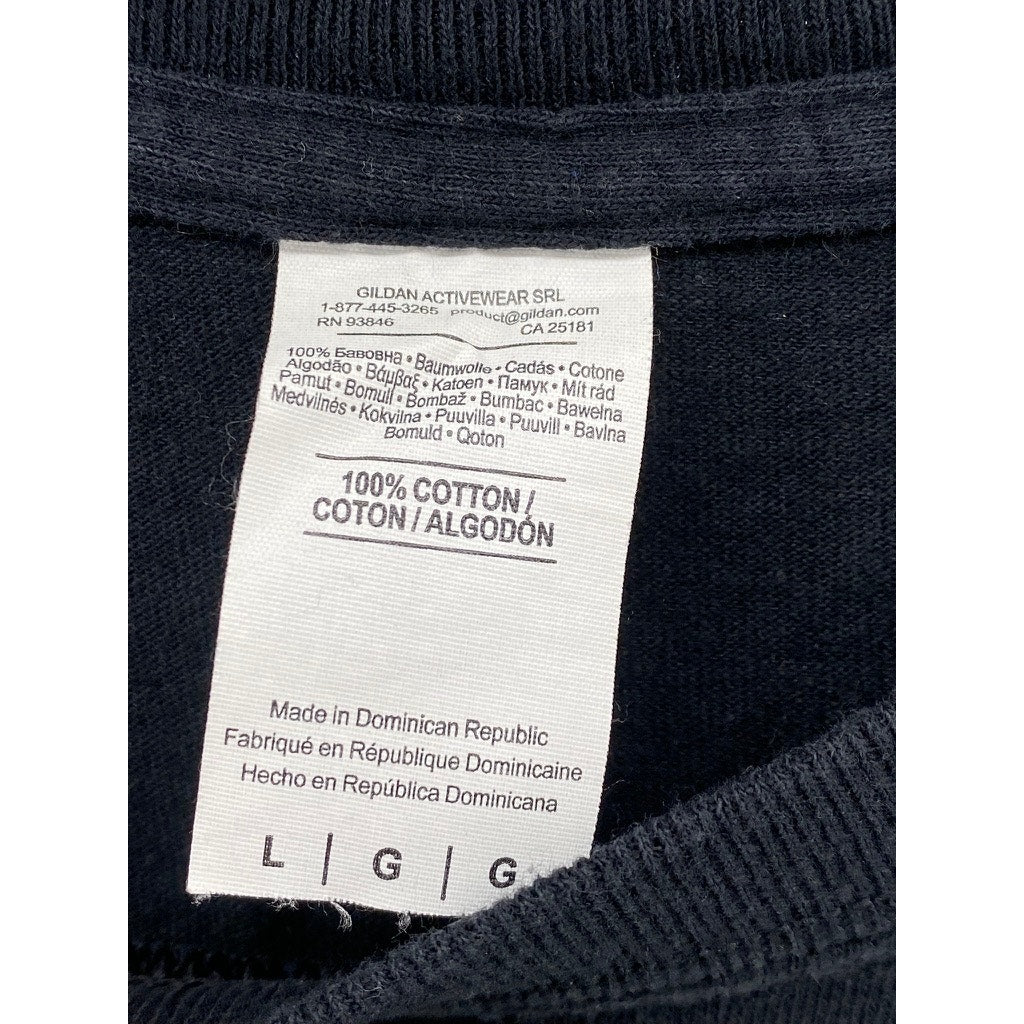 GILDAN Men’s Black Square Graphic Crewneck Casual Short Sleeve T-Shirt SZ L