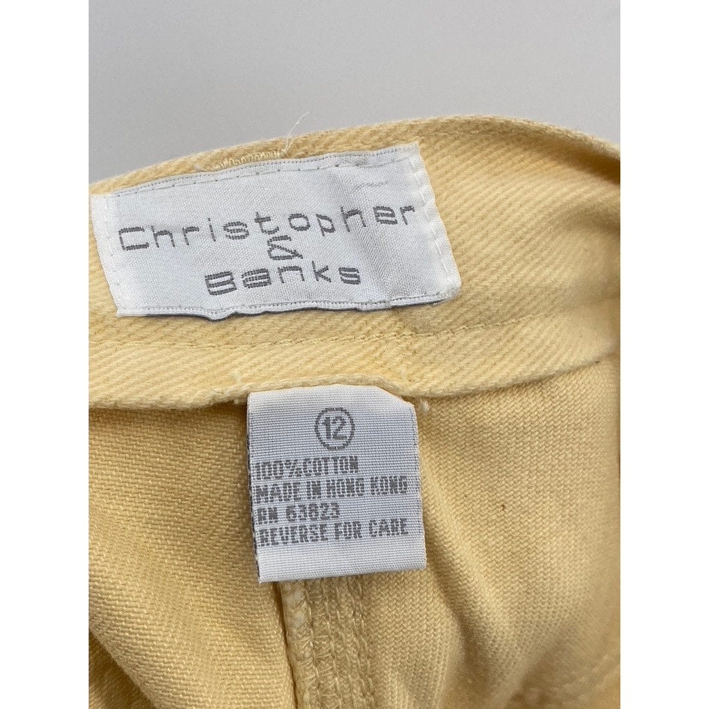 CHRISTOPHER & BANKS Women's Yellow Straight-Leg Regular-Fit Pant SZ 12