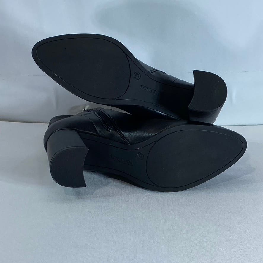 MARC FISHER Women's Black Faux Leather Dyvine Block-Heel Ankle Booties SZ 9.5