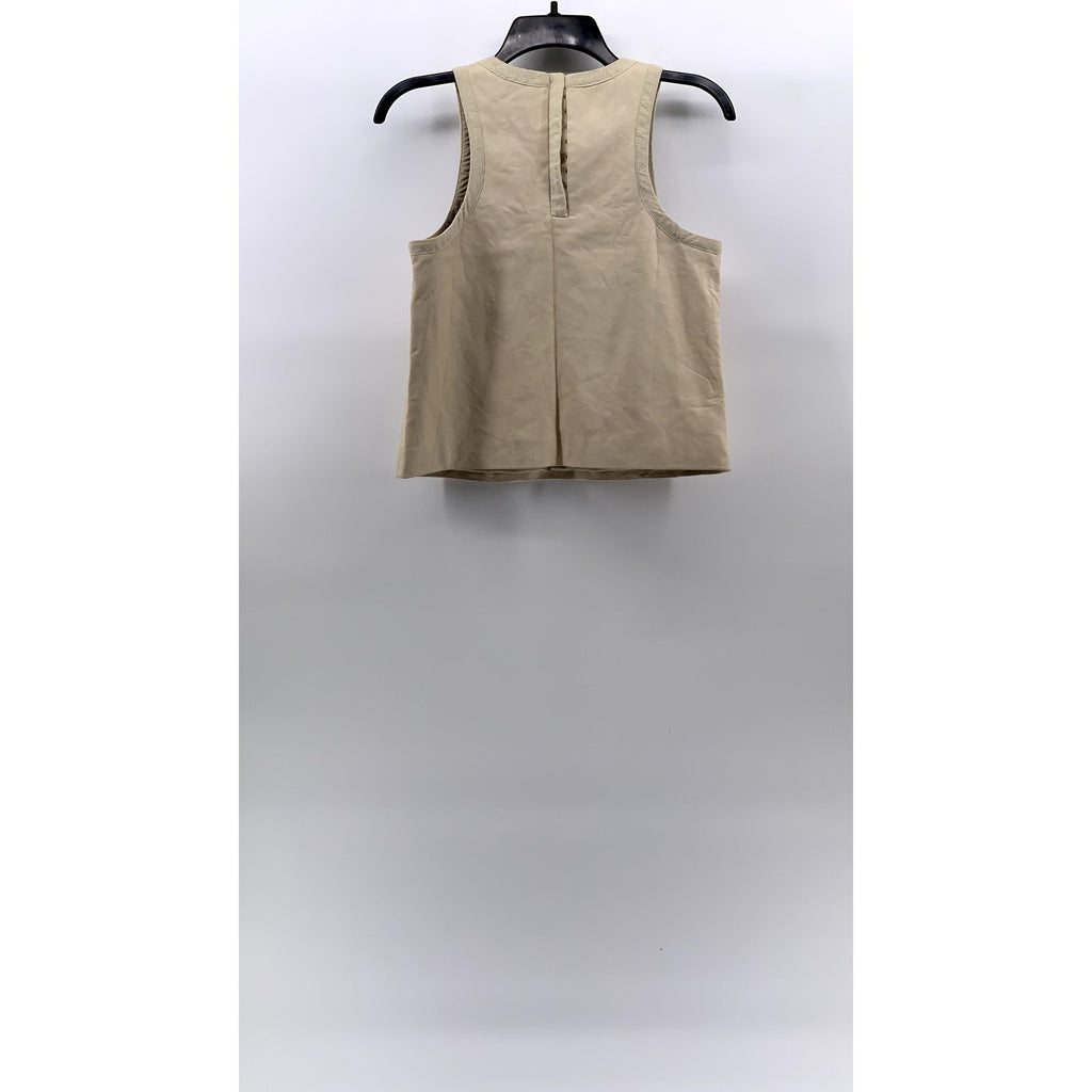 THEORY Women's Beige Scoop-Neck Back Hook Closure Sleeveless Blouse SZ S