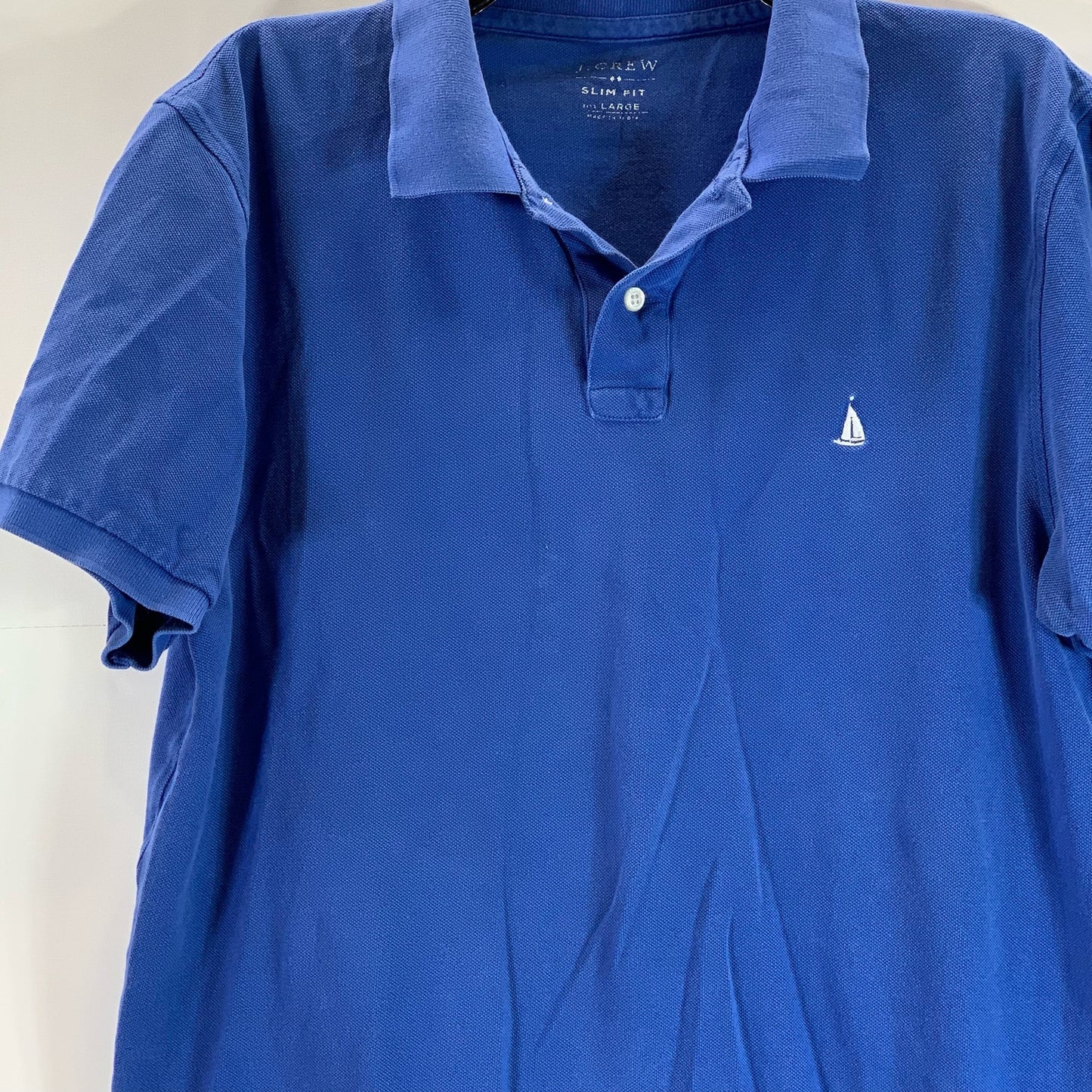 J. CREW Men's Blue Textured Slim-Fit Short Sleeve Polo Shirt SZ L