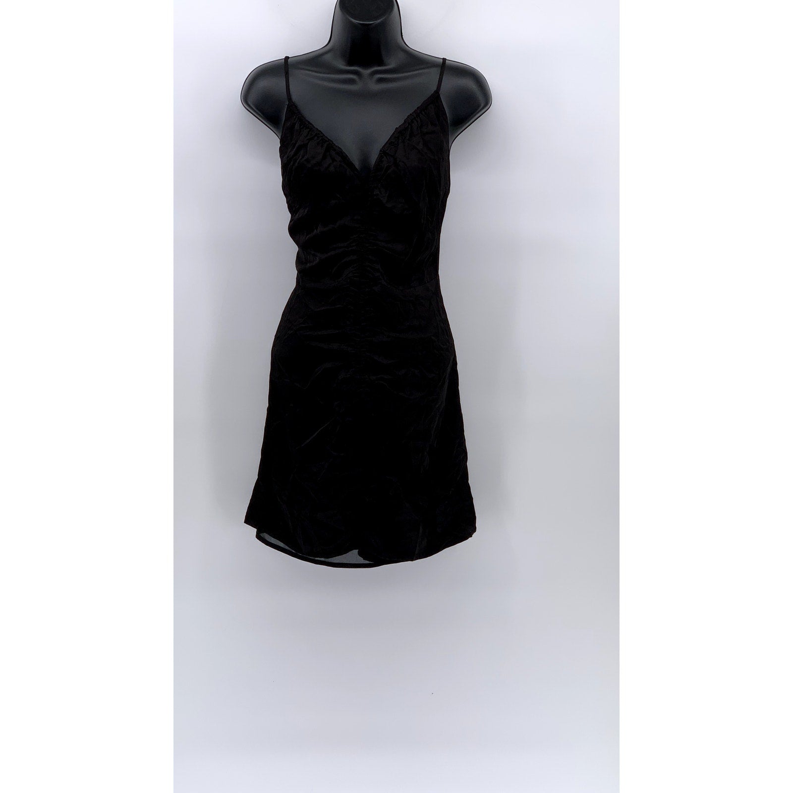 ASTR THE LABEL Women's Black Cinched V-Neck Spaghetti Strap Peony Dress SZ M