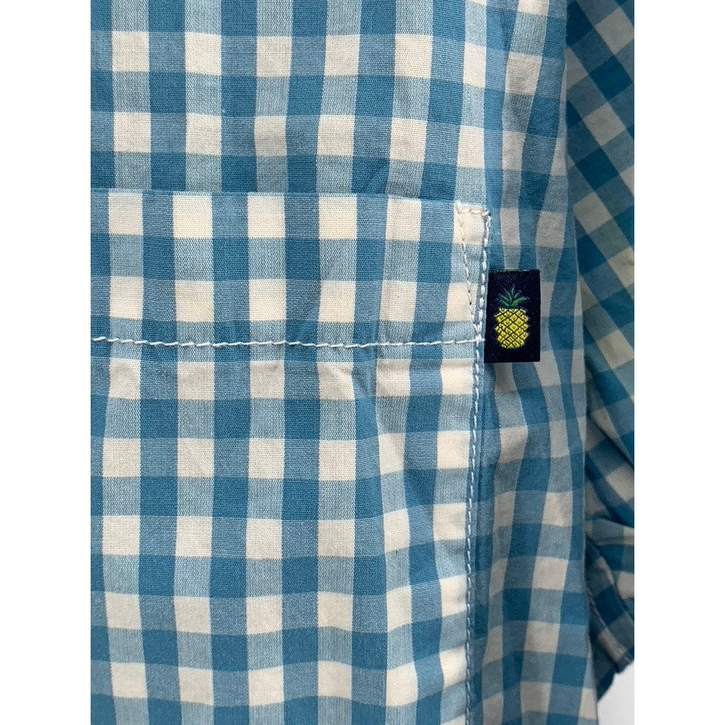 CHUBBIES Men's Blue-White Gingham Button-Up Shirt SZ XL