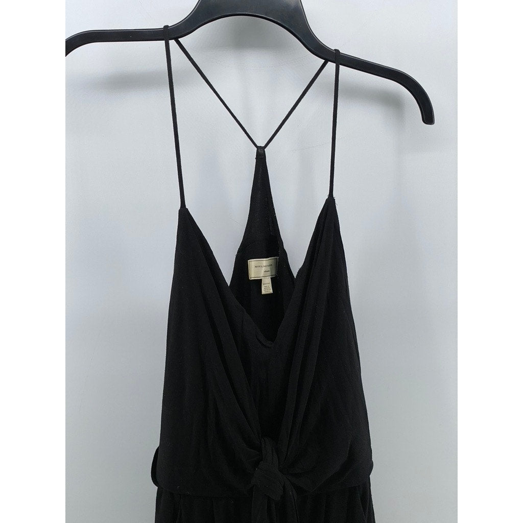 MOULINETTE SEOURS Women's Petite Black V-Neck Racerback Wide-Leg Jumpsuit SZ M/P