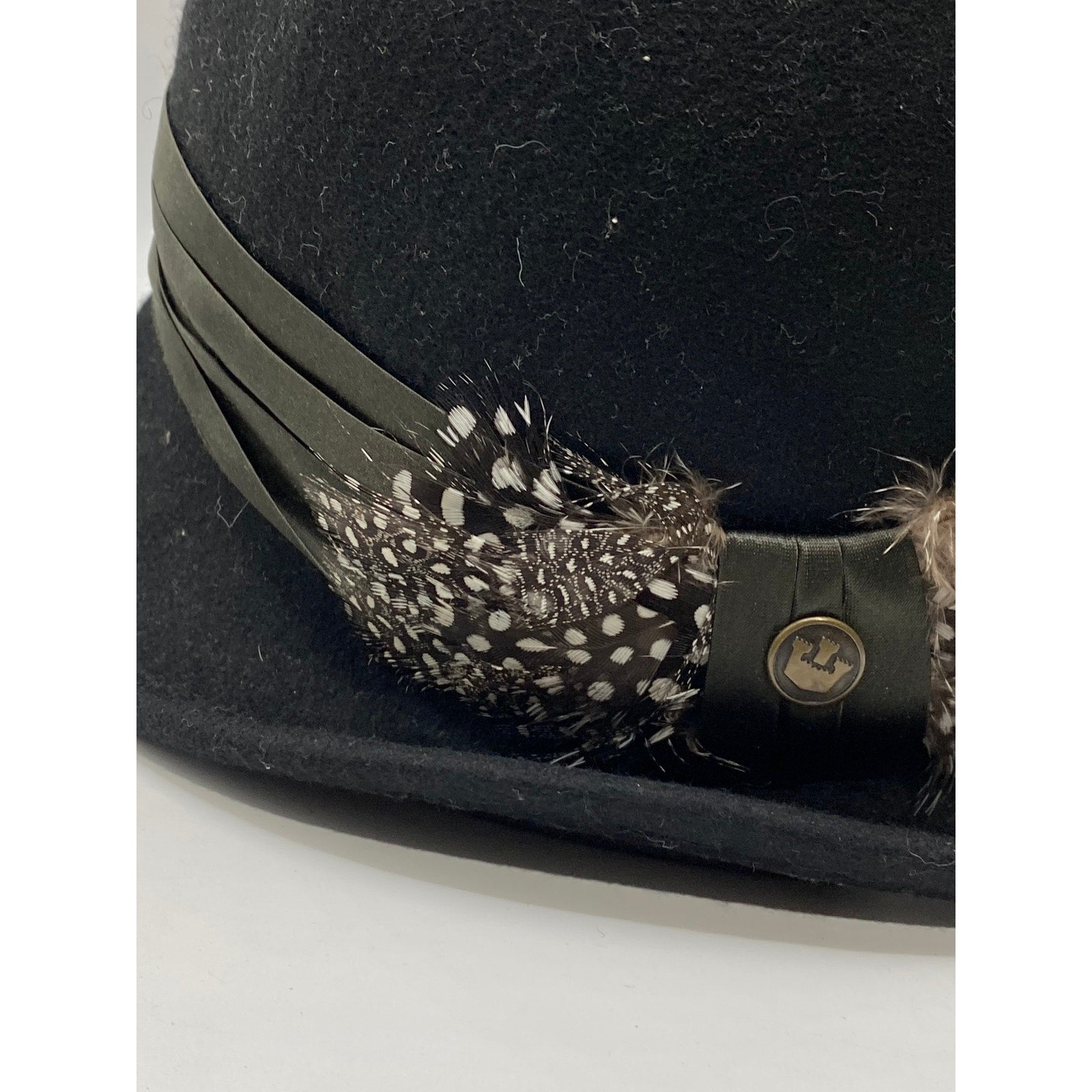 GOORIN BROS. Women's Black Wool Feather Derby Fedora Bowler Hat SZ M