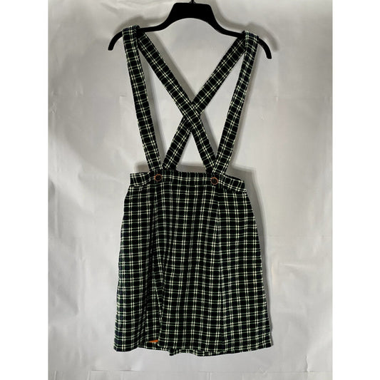 MAEVE By ANTHROPOLOGIE Women's Green/Black Checkered Overall Mini Skirt SZ 4