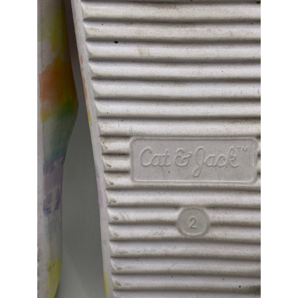 CAT & JACK Girls' White-Multi Tie Dye Slides SZ 2