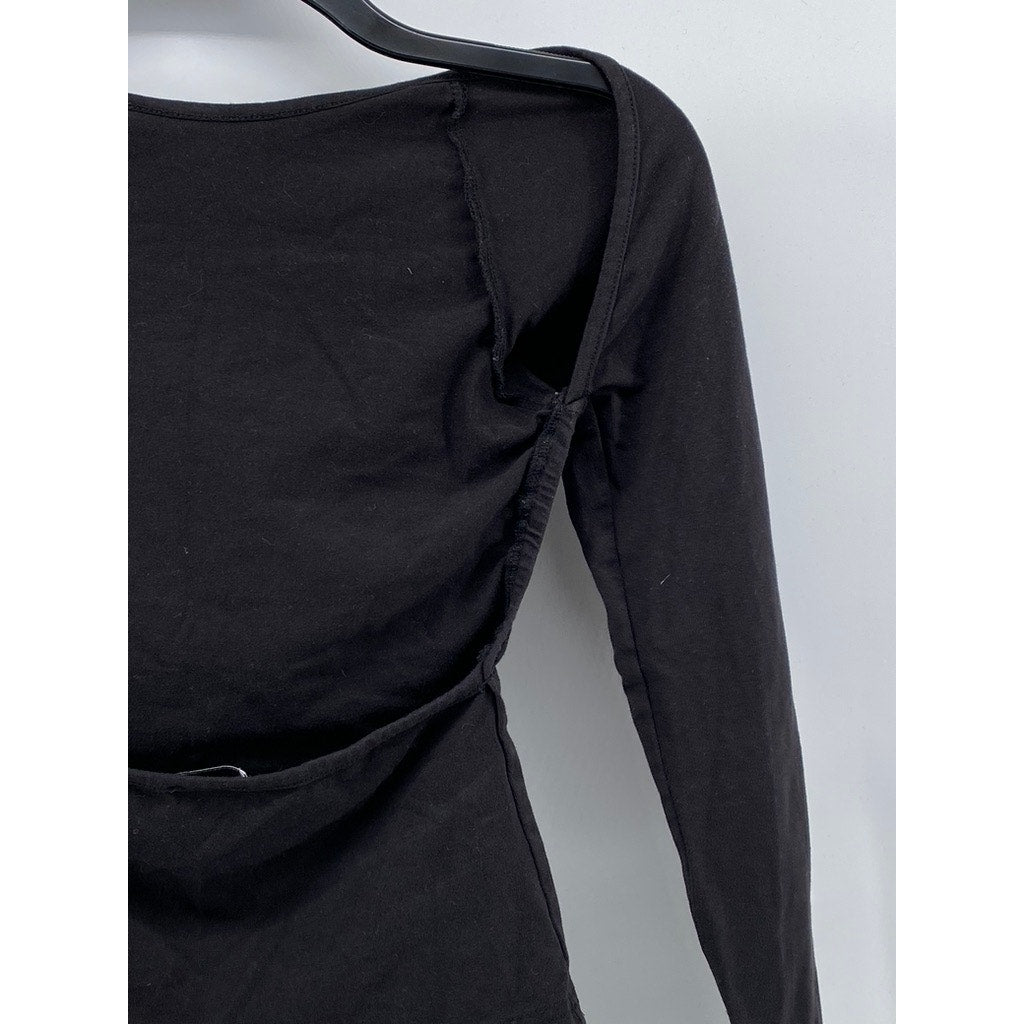 PRINCESS POLLY Women’s Black Rixie High-Neck Backless Long Sleeve Top SZ 2