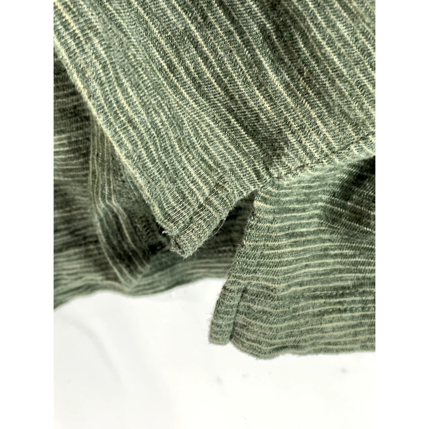 LANDS' END Men's Green Striped Crewneck Long Sleeve T-Shirt SZ XL