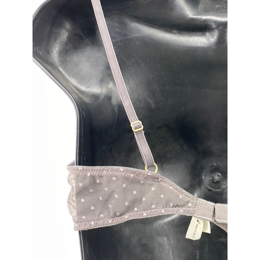 MADEWELL Women's Gray Dot Floral Lace Mesh Spaghetti Strap Bra SZ M