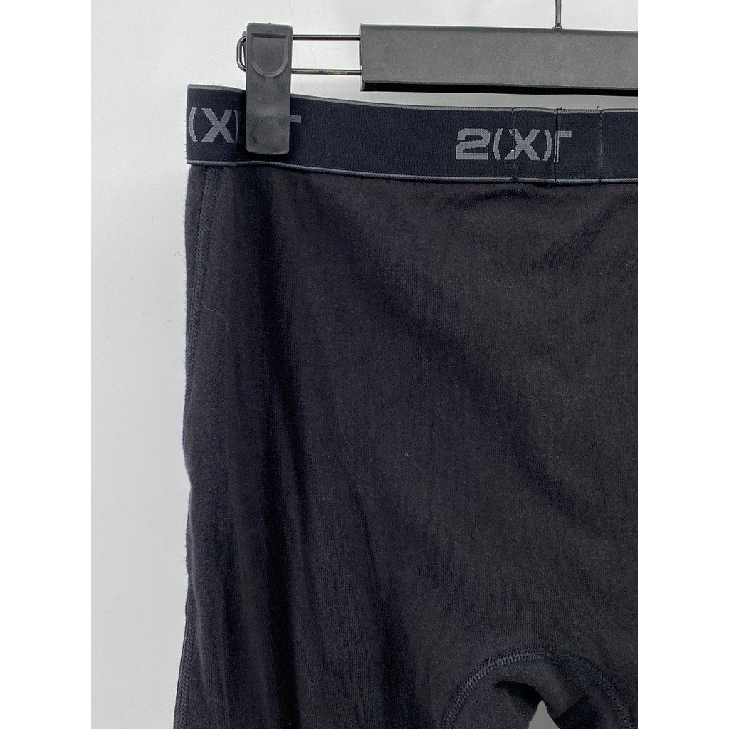 2(X)IST Men's Black Elastic Waist Logo Fitted Long John Under Layer Pant SZ L
