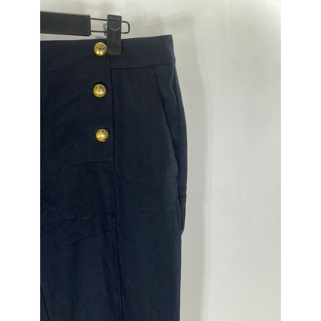 BANANA REPUBLIC Women's Navy Avery Button-Front Straight-Leg Ankle Pant SZ