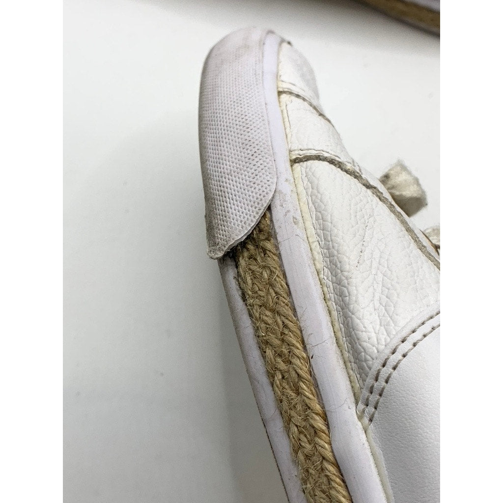 Women's White Logo Espadrille Trim Sneakers SZ 11