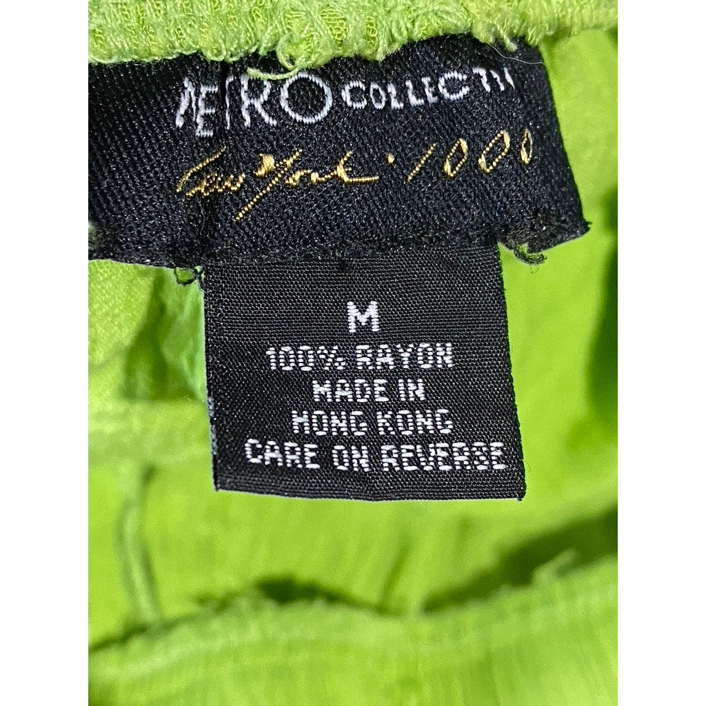 METRO COLLECTION Women's Green Drawstring Straight-Leg Pull-On Crinkle Pant SZ M