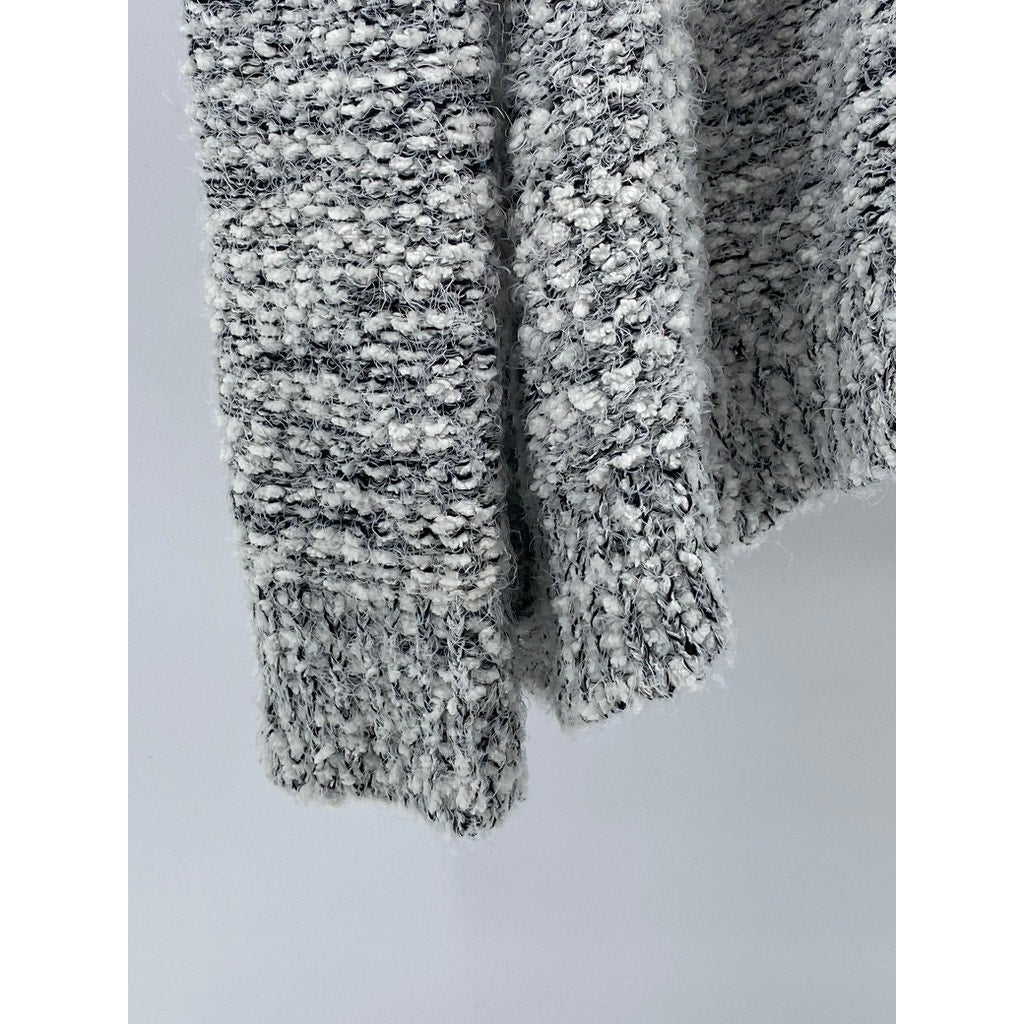 MUDD Women’s Marled Gray Knit Open-Front Hooded Cardigan SZ M