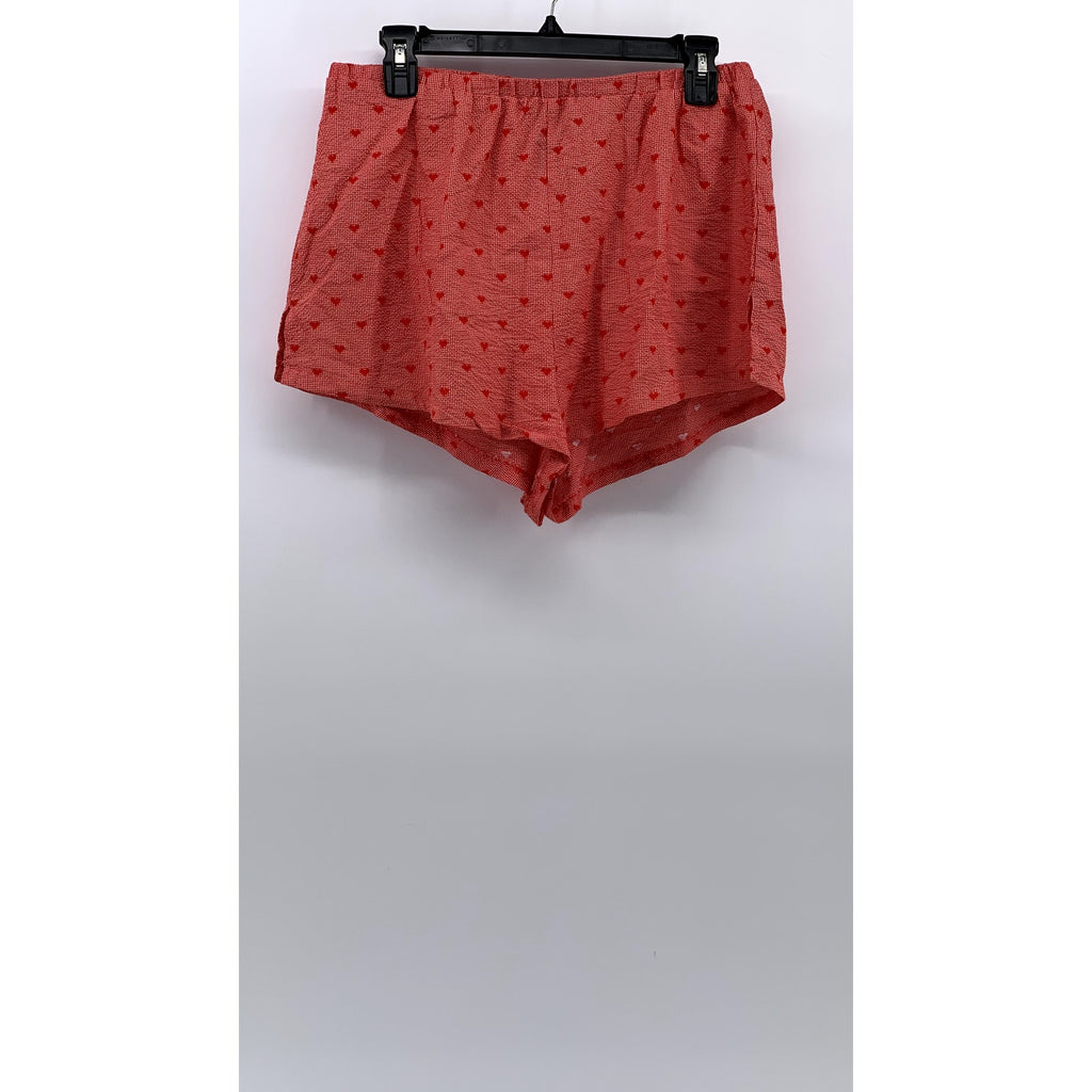CIDER Women's Red Embroidered Heart Casual Pull-On Shorts SZ L(US8)