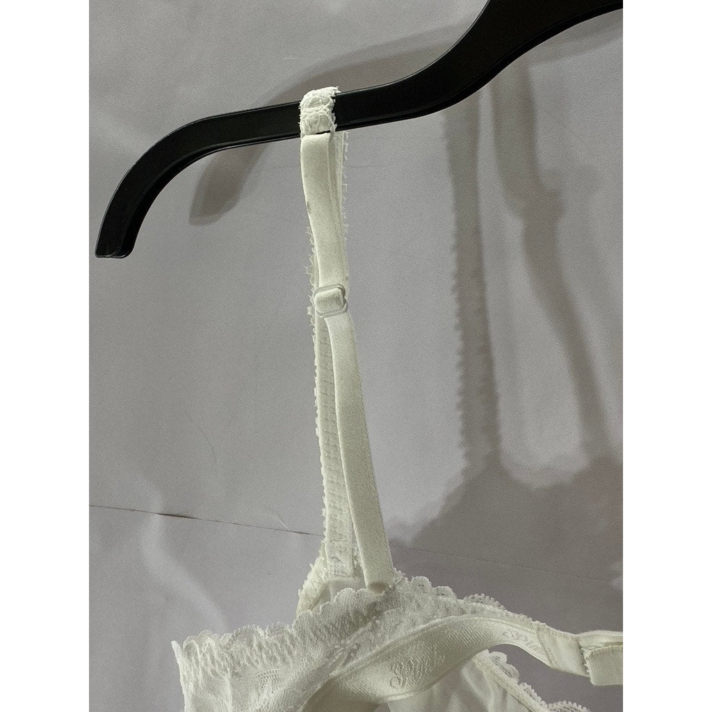 PINK By VICTORIA SECRET Women's White Floral Lace Adjustable Strap Bra SZ M