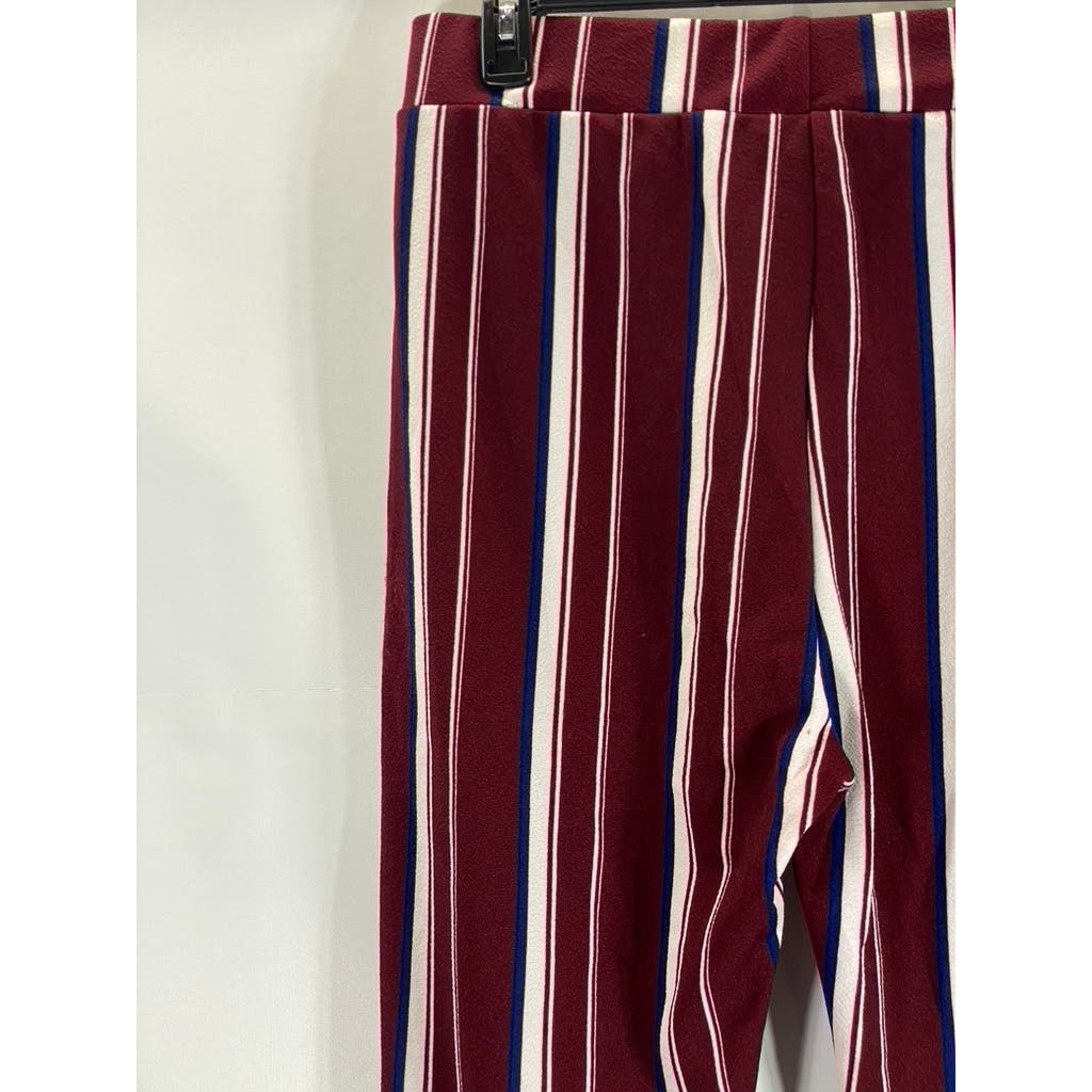 SPARK Women's Burgundy Striped Adjustable Strap Pull-On Pants SZ XL