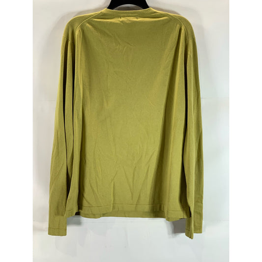 BANANA REPUBLIC Men's Green Cotton-Blend Luxe V-Neck Long Sleeve Sweater SZ XL