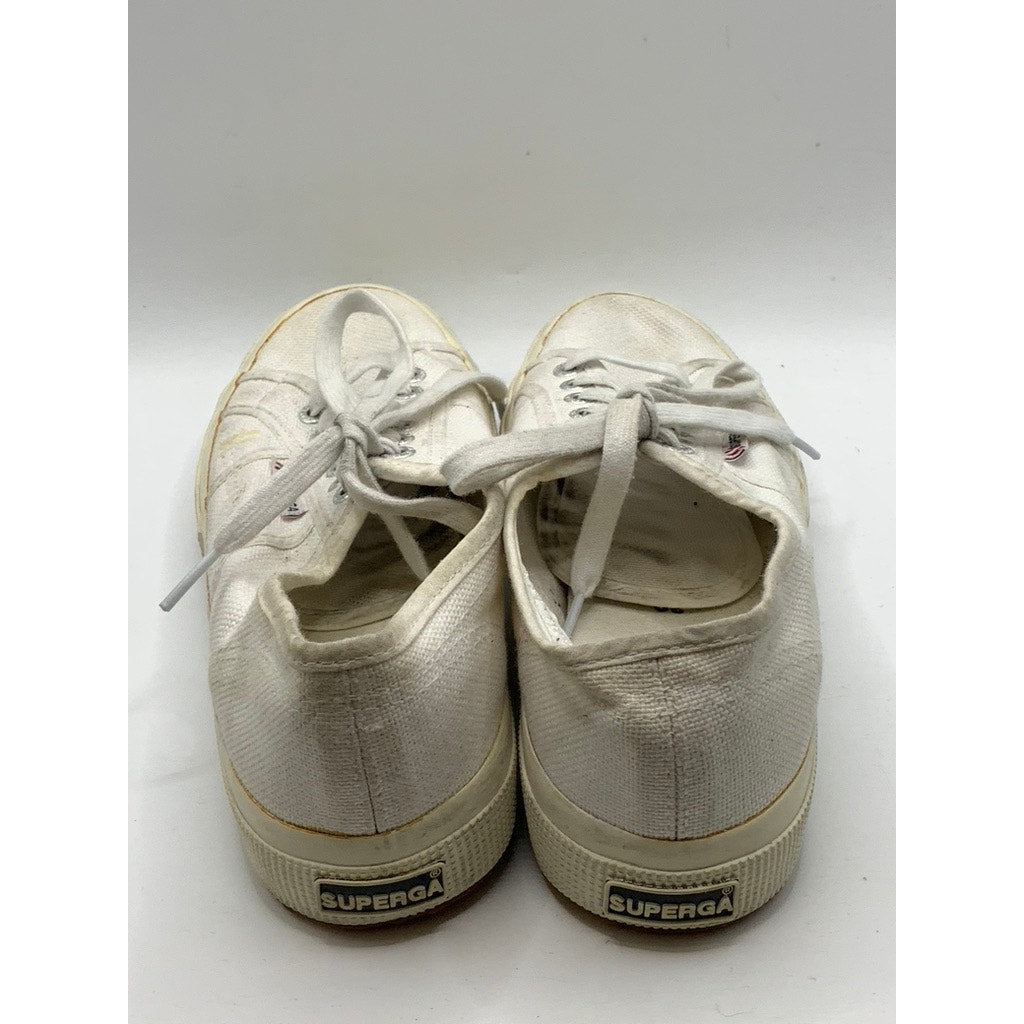 SUPERGA Unisex White Canvas Classic Sneakers SZ M6.5/W8