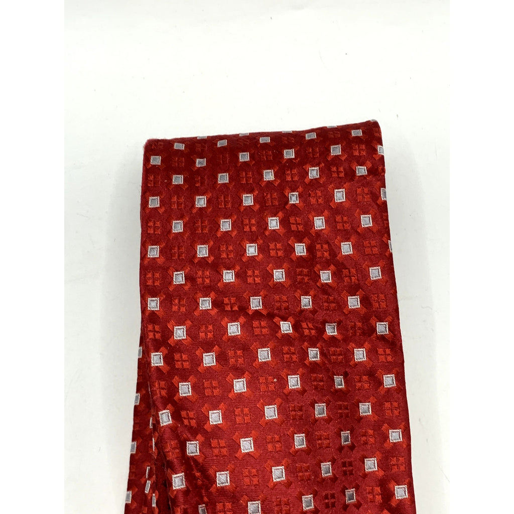 SEAN JOHN Men's Vintage 90's Red Geometric Square Silk Tie OS