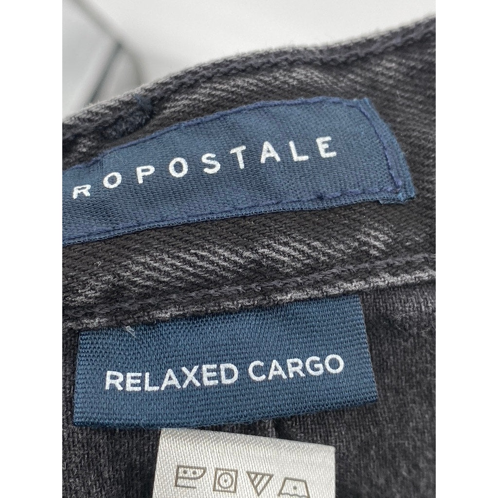 AEROPOSTALE Men's Black Straight-Leg Relaxed Denim Cargo Jean SZ M