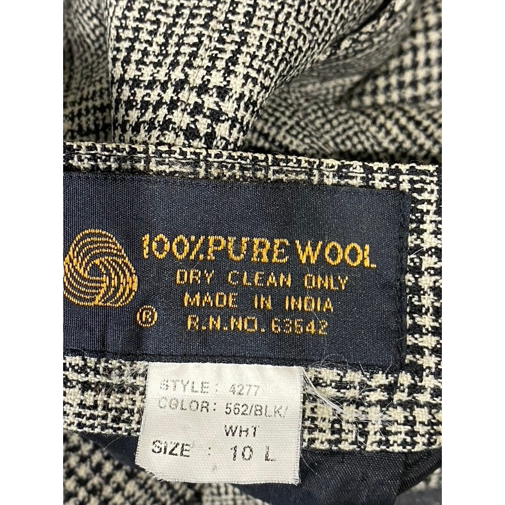 GIORGIO SANT'ANGELO Women's Black/White Plaid Straight-Leg Wool Pants SZ 10L